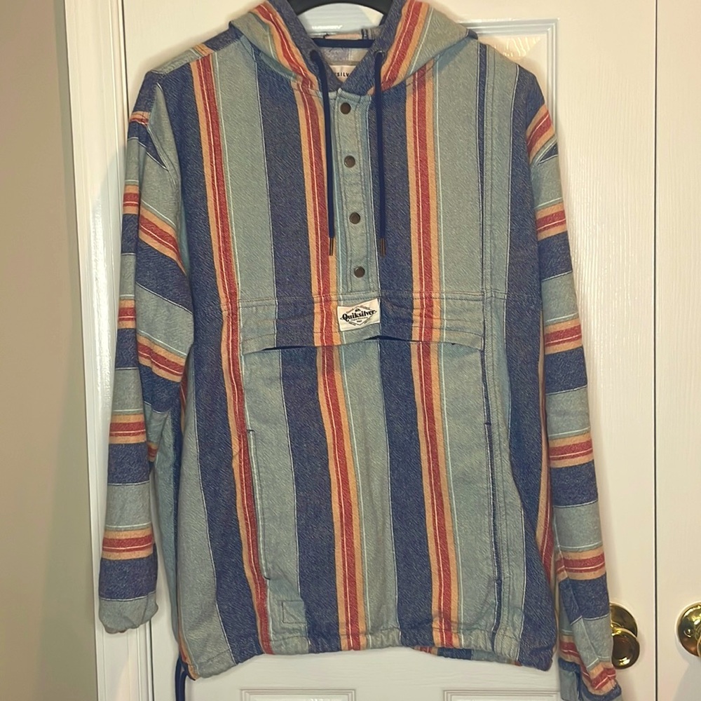 Quicksilver Striped Button Up Hoodie